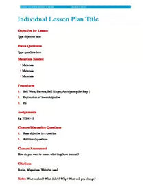 Individual and Unit Lesson Plan Template