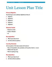 Individual and Unit Lesson Plan Template