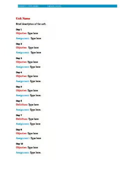 Individual and Unit Lesson Plan Template