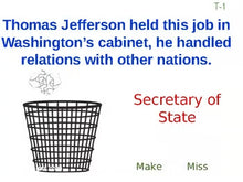 President George Washington Trashketball Review Game