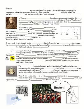 No Taxation Without Representation Fill in the Blank Notes Lesson PDF