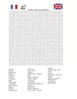 French and Indian War Wordsearch