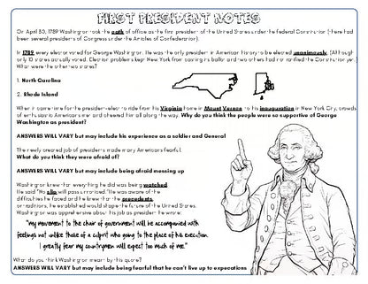 George Washington First President Notes Lesson Plan Google Slides Presentation