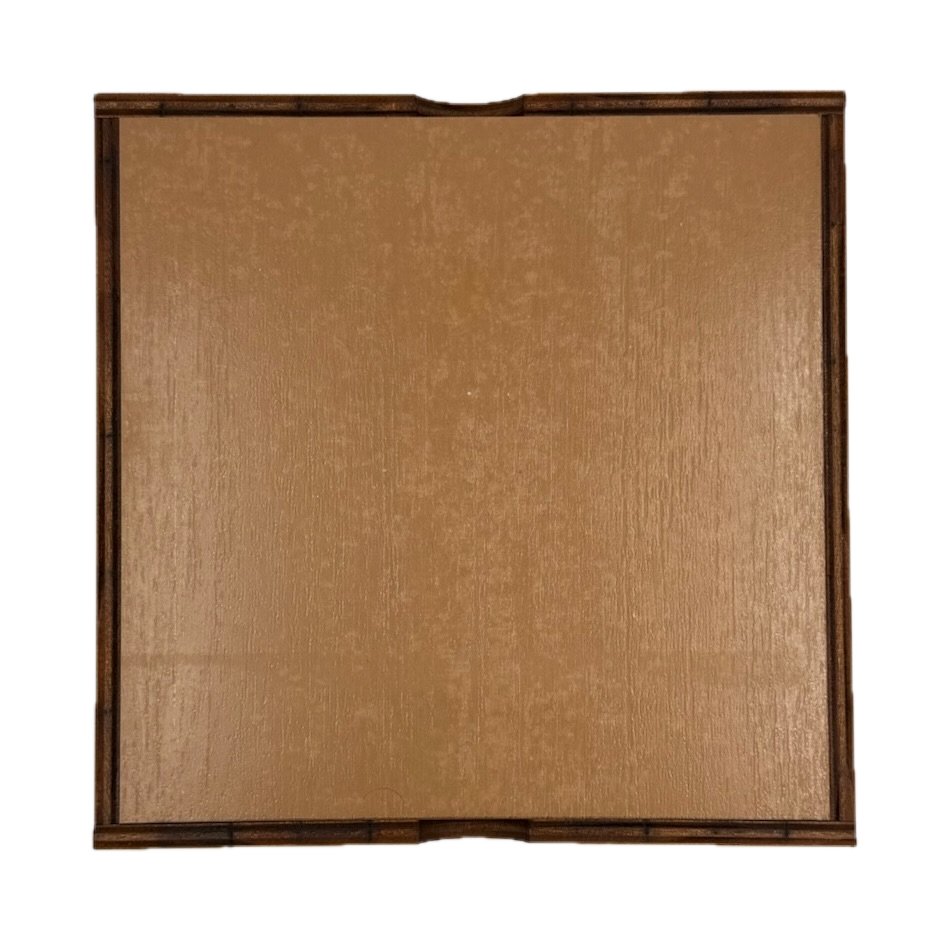 Back of wooden Nine Men's Morris box on a white background