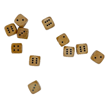 Set of wooden dice on a white background
