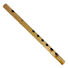 Bamboo fife with black holes on a white background