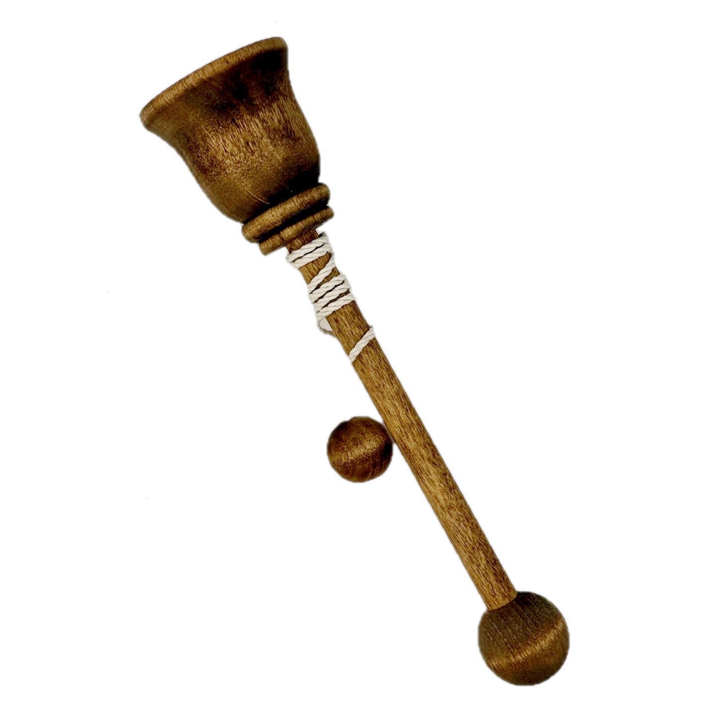 Wooden cup and ball toy on a white background