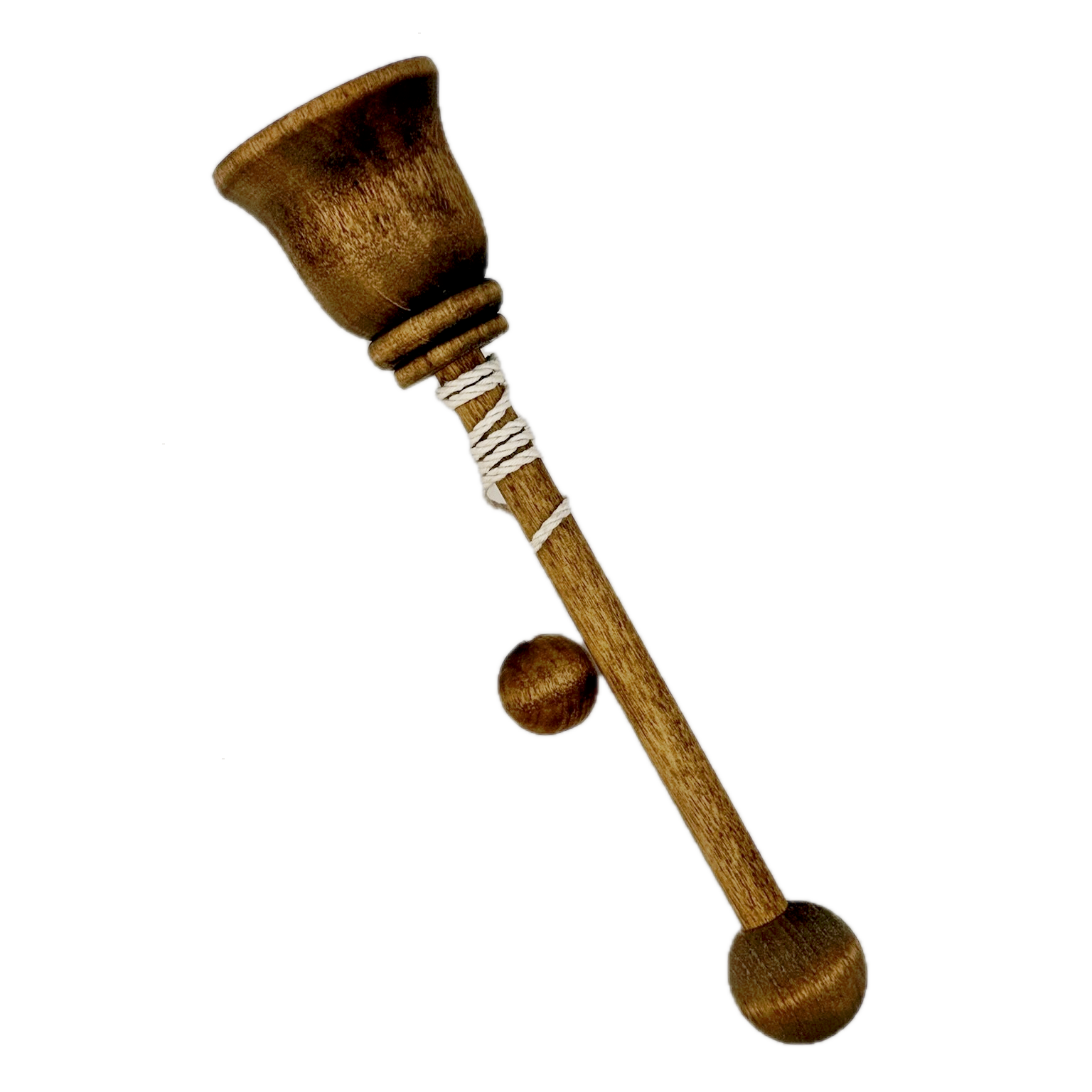 Wooden cup and ball toy on a white background