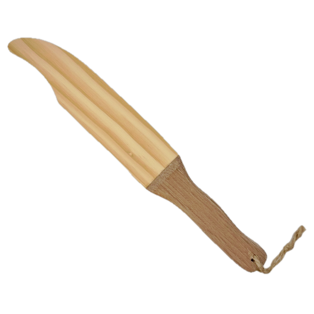 Wooden toy knife on a white background