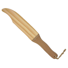 Wooden toy knife on a white background