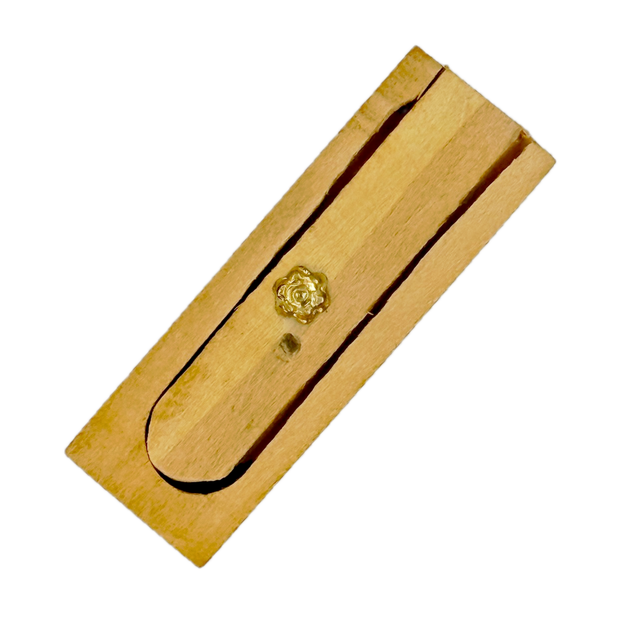 Small wooden Snake in the Box toy on a white background