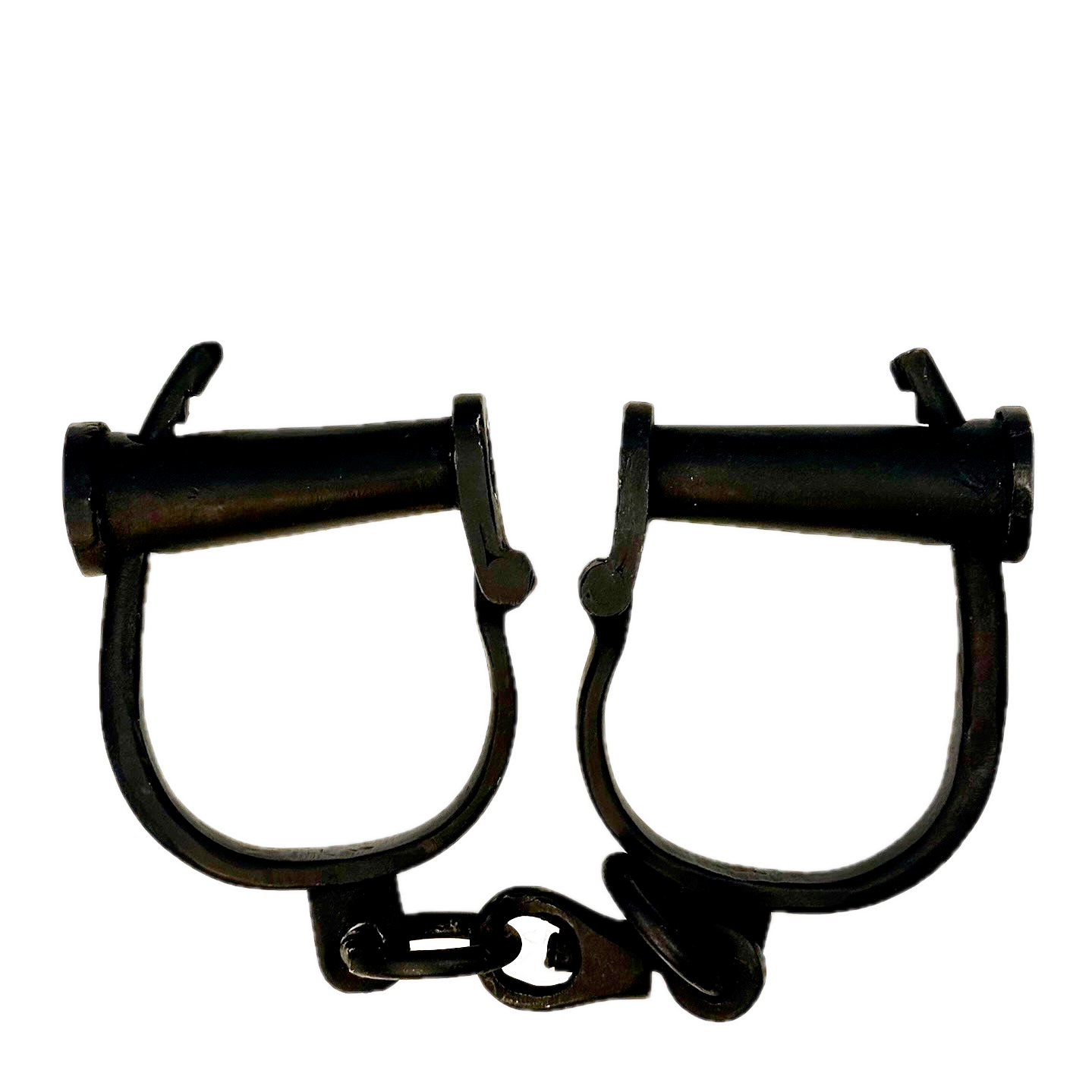 Black iron shackles on a white background