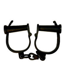 Black iron shackles on a white background