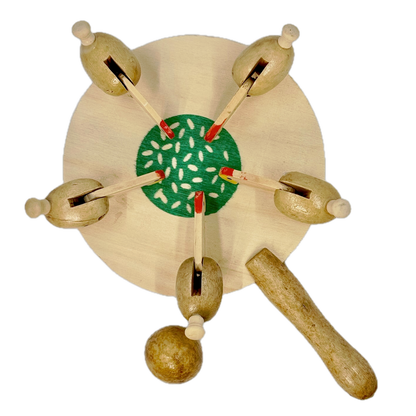 Wooden Feeding Chickens toy on a white background