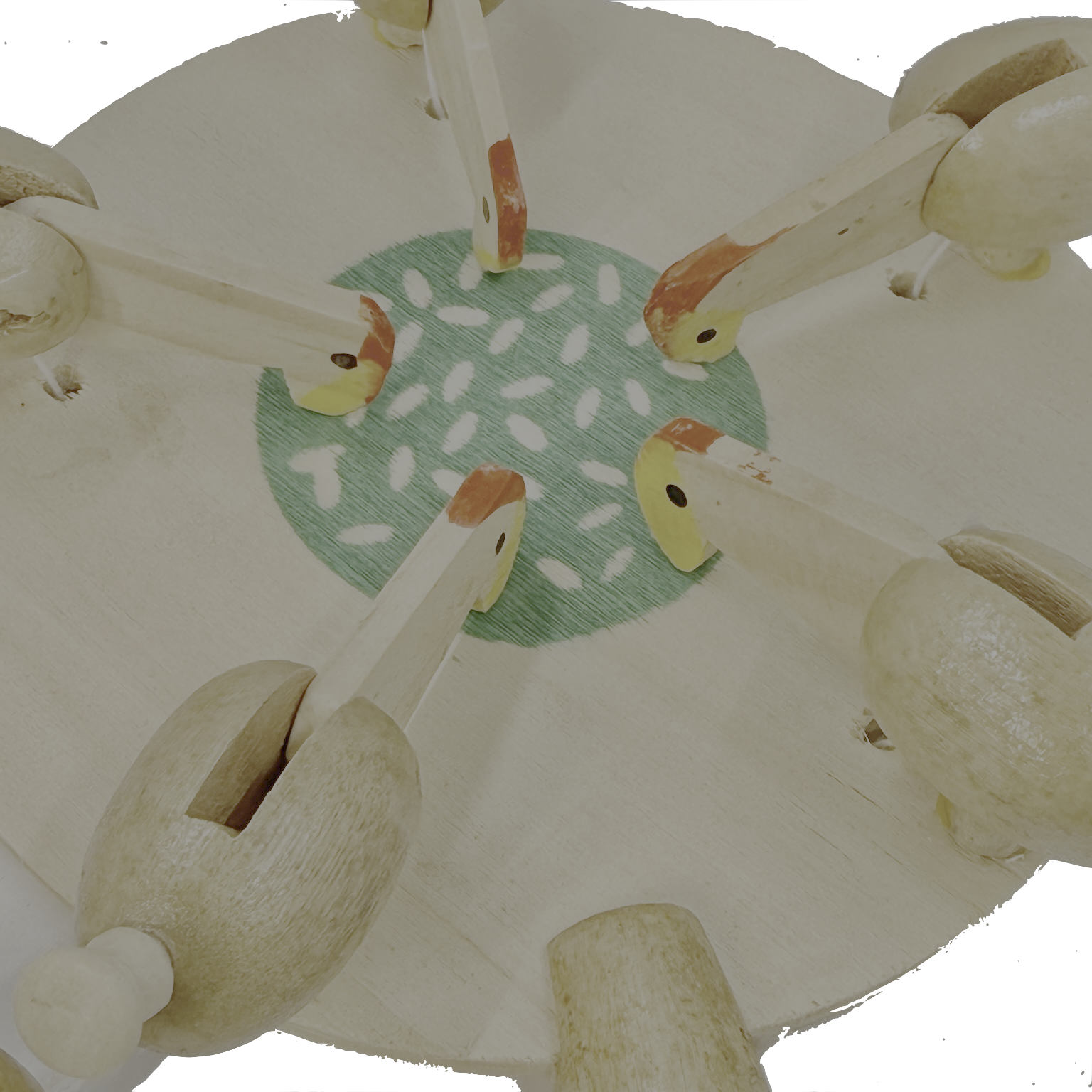 Wooden Feeding Chickens toy on a white background