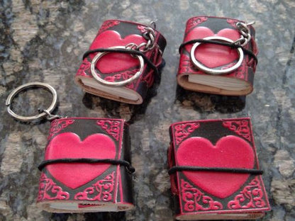 1.5" x 2" Key Chain Heart Leather Journal