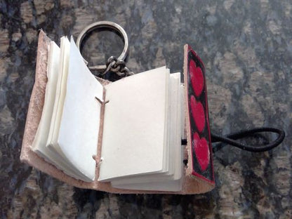 1.5" x 2" Key Chain Heart Leather Journal