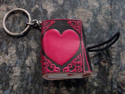 1.5" x 2" Key Chain Heart Leather Journal
