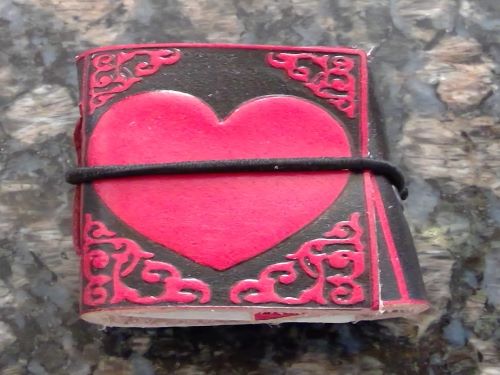 1.5" x 2" Key Chain Heart Leather Journal